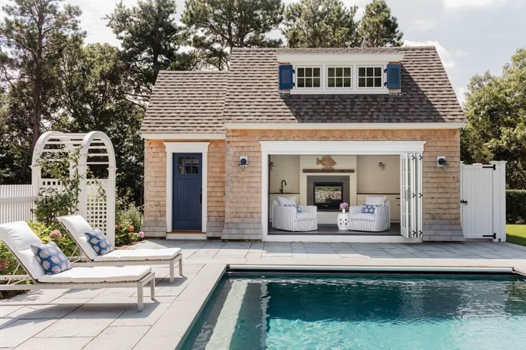 cute long island shingle-style pool house