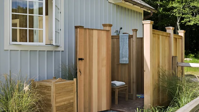 traditional outdoor shower enclosure