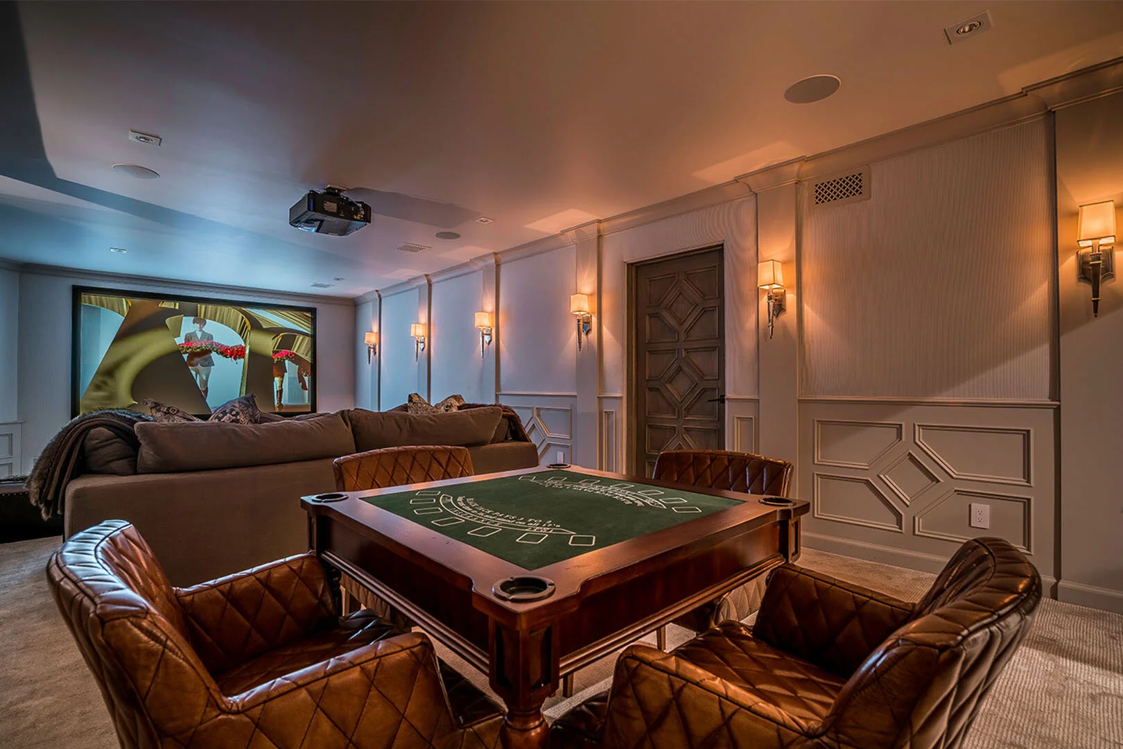 basement poker room and media room