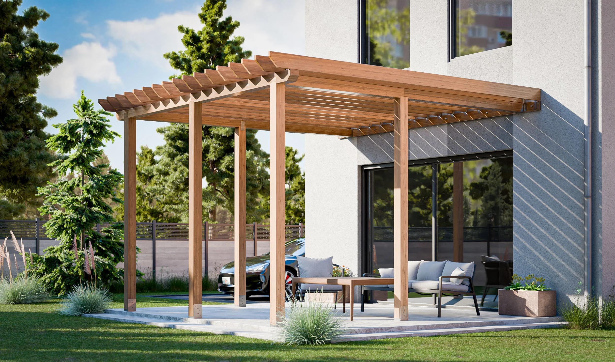 Backyard deck pergolas and shade structures