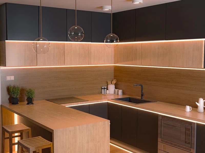 integrated LED kitchen lighting