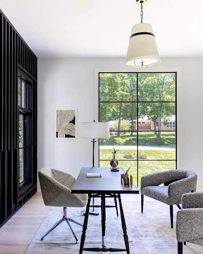large modern window in home office