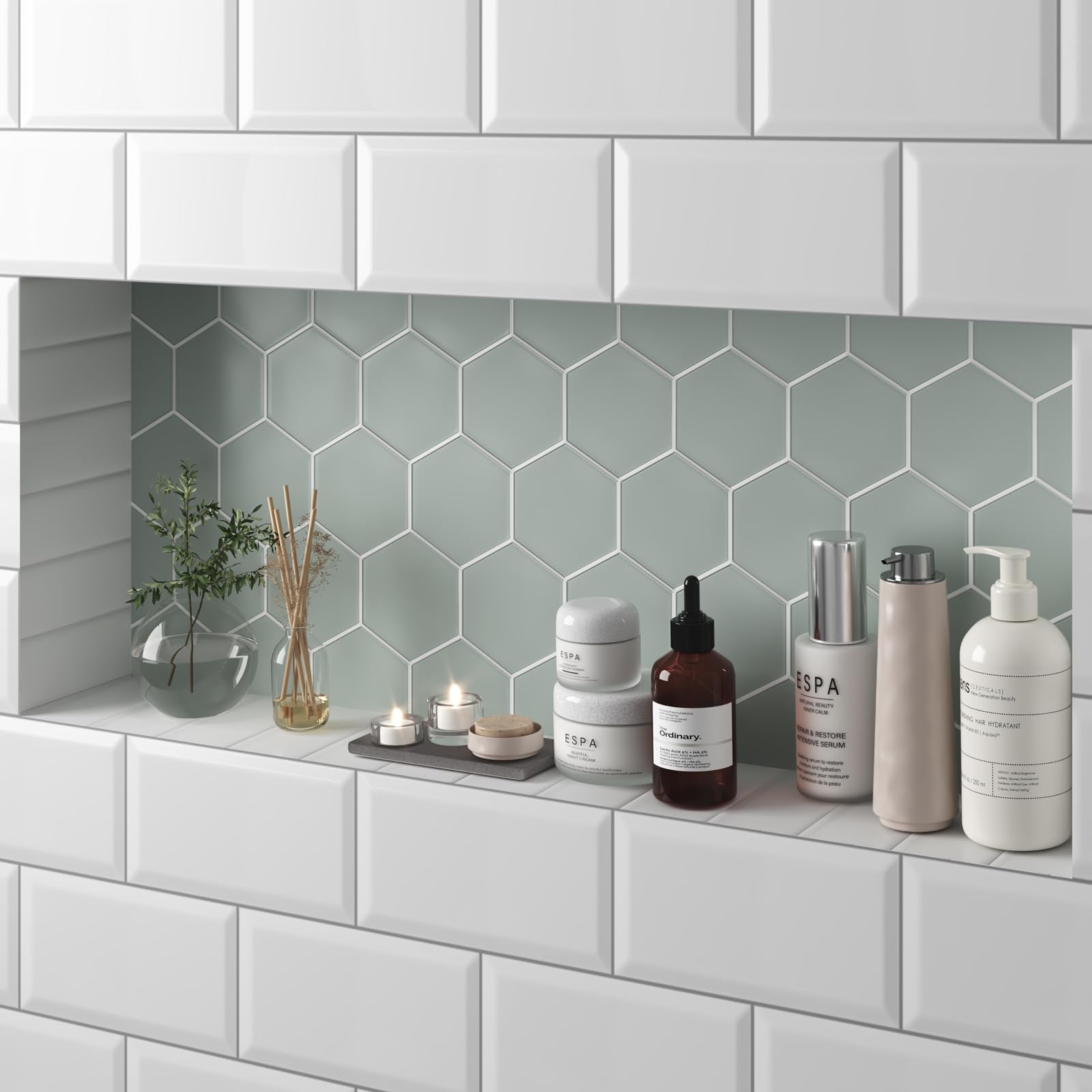 custom tile shower niche