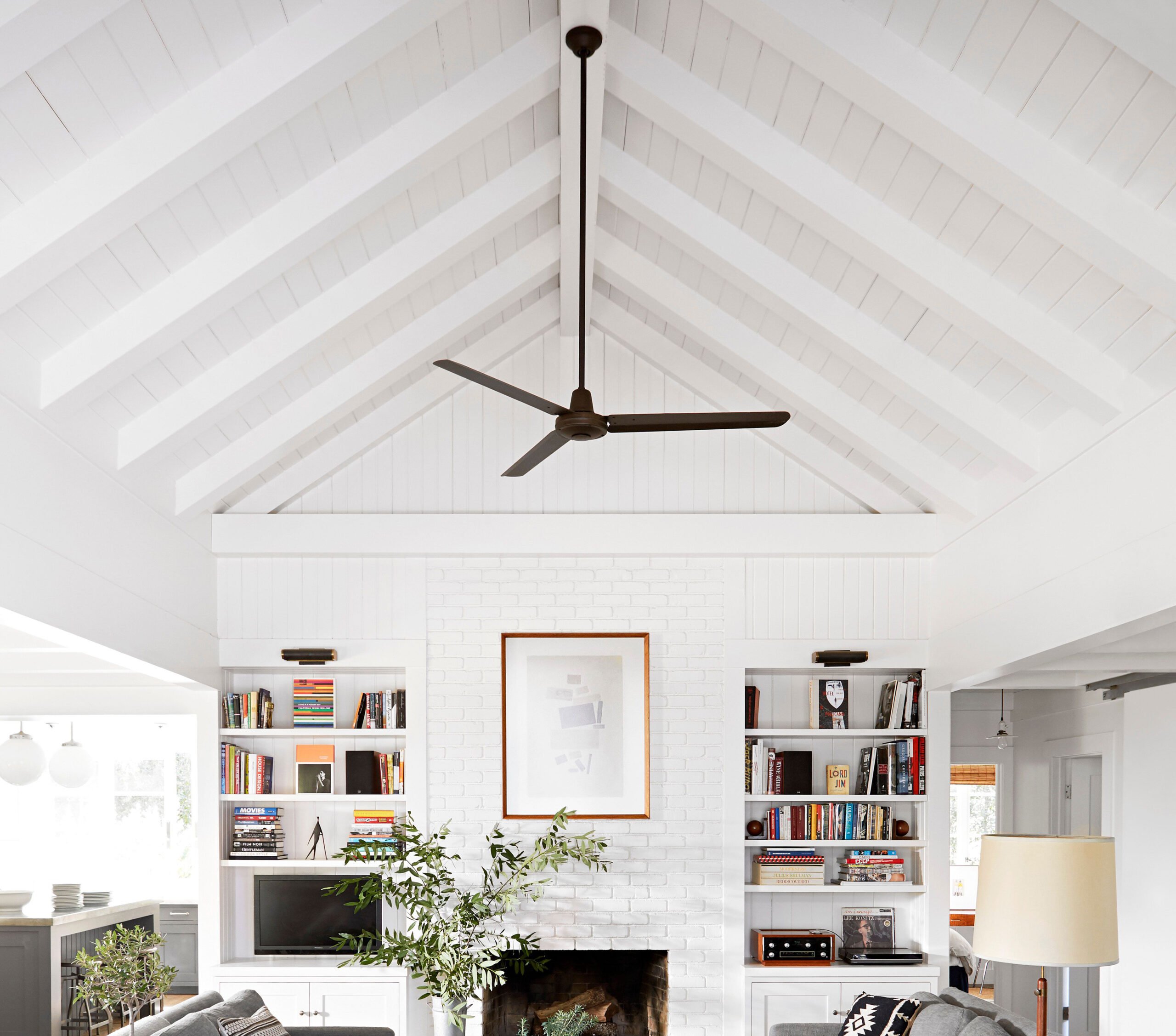 whitewashed beadboard ceiling